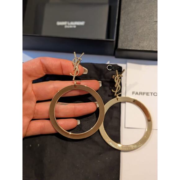 100% Authentic Yves Saint Laurent Cassandre Hoop Earrings - $895MSRP - Picture 2 of 9